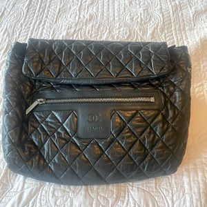 Chanel quilted leather backpack.